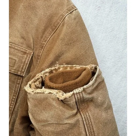 Carhartt Sandstone Duck Arctic Traditional Coat Tan Canvas Work C26 211 Men's L - Picture 9 of 13